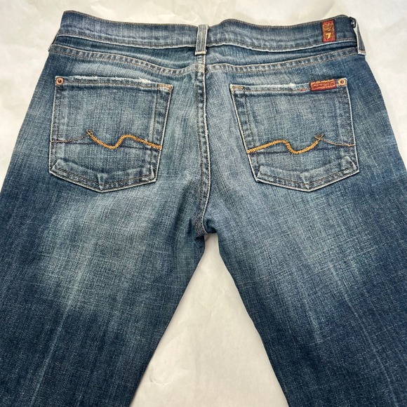 7 For All Mankind Womens Flare Jeans‎ Blue Distressed Frayed Hem Size 29 Ombre - Picture 5 of 9